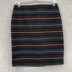 Ann Taylor Skirt Womens 4 Petite Multicolor Stripe Knee Straight Career Work NWT